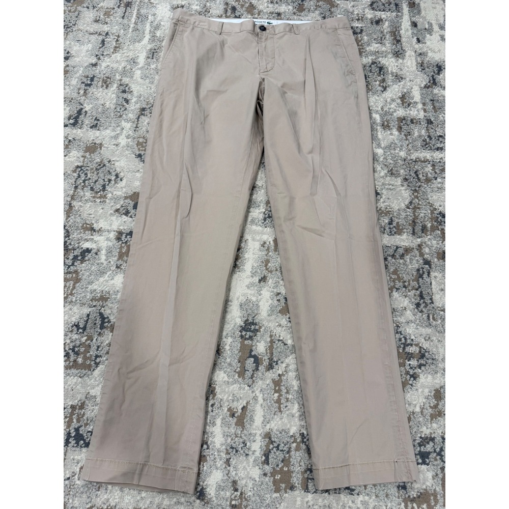 Lacoste Slim Fit Chino Pants Tan Khaki Mens US 38 Cotton Stretch HH2739